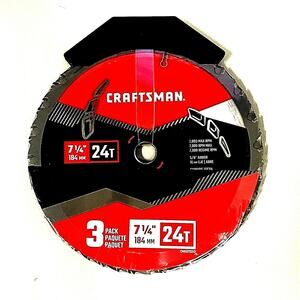 NEW Craftsman CMAS3725243 7-1/4" x 24-T Circular Saw Blades Pack of 3..
